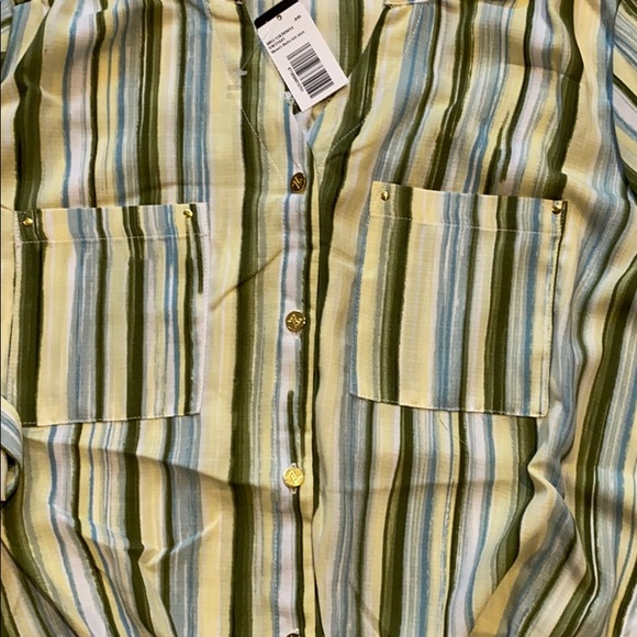 Adrienne Vittadini Small Tie Front Roll Cuff Top New - Picture 5 of 11